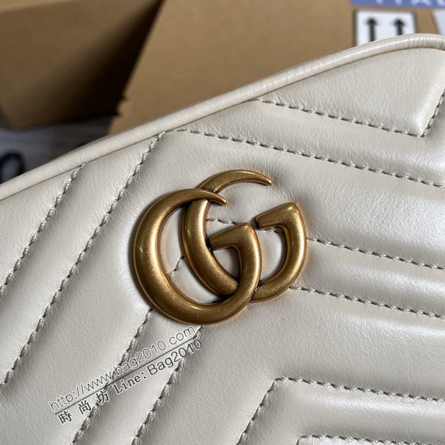 Gucci新款包包 古馳Marmont系列白色女包 Gucci正品原廠皮相機包 448065  ydg3154